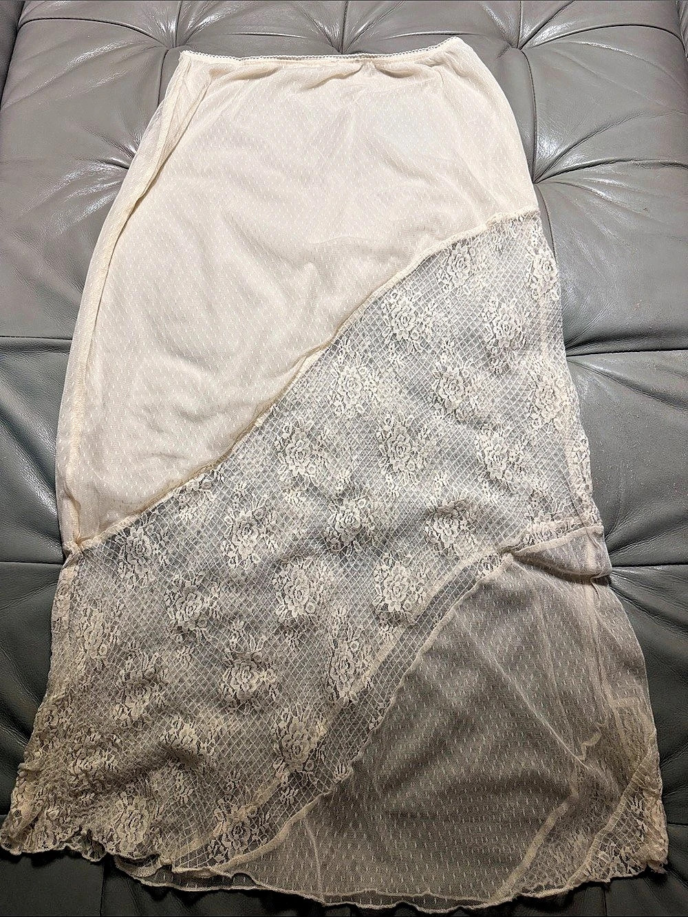 Cotton On Lace Overlay Maxi Skirt White & Gray Size Small Cotton